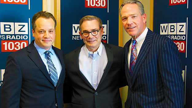 Joe Mathieu with Roger Berkowitz (center) and John Fish. (Photo courtesy: Michael Crawford-WBZ NewsRadio 1030)