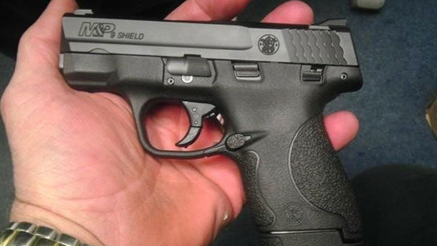 Police say this is one of the guns Andrea Massa had with him outside the Boston University commencement. (WBZ-TV)