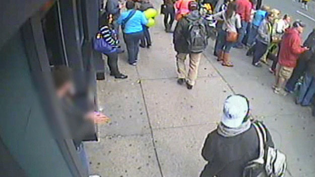 The FBI released this April 15, 2013 surveillance image  of the 2 suspected bombers on Boylston Street, April 18, 2013. (Image courtesy: FBI)