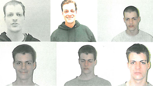 These six booking photos illustrate Kibby's lengthy criminal history. (Conway Police Department)