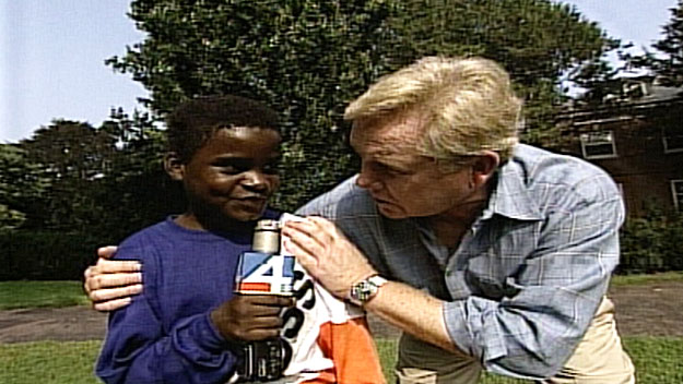 Jack Williams with one of the children featured on Wednesday's Child. (WBZ-TV)