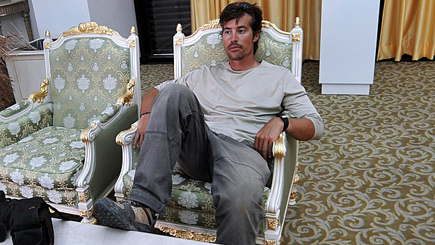 A photo taken on September 29, 2011 shows James Foley resting in a room at the airport of Sirte, Libya. (Photo credit: ARIS MESSINIS/AFP/Getty Images)