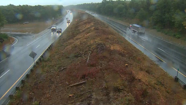 Trees cleared from Route 6 median. (WBZ-TV)
