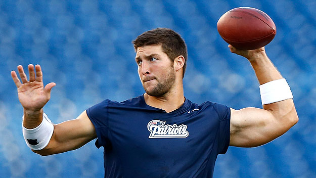 Patriots quarterback Tim Tebow. (Photo by Jared Wickerham/Getty Images)