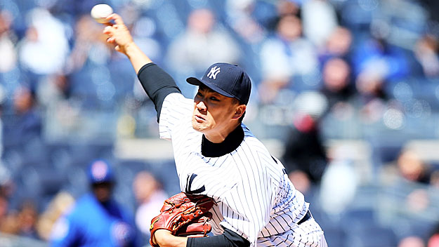New York Yankees pitcher Masahiro Tanaka. (Photo by Elsa/Getty Images)