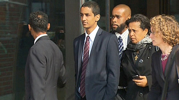 Robel Phillipos leaves federal court, Oct. 28, 2014. (WBZ-TV)