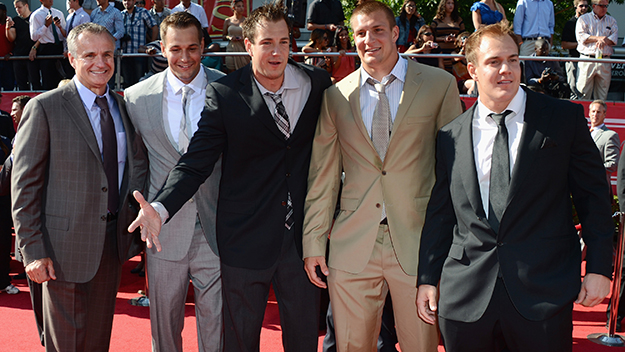 Father Gord Gronkowski, Brothers Dan Gronkowski, Gordie Gronkowski, Rob Gronkowski and Glenn Gronkowski arrive at the 2012 ESPY Awards. (Photo by Frazer Harrison/Getty Images)