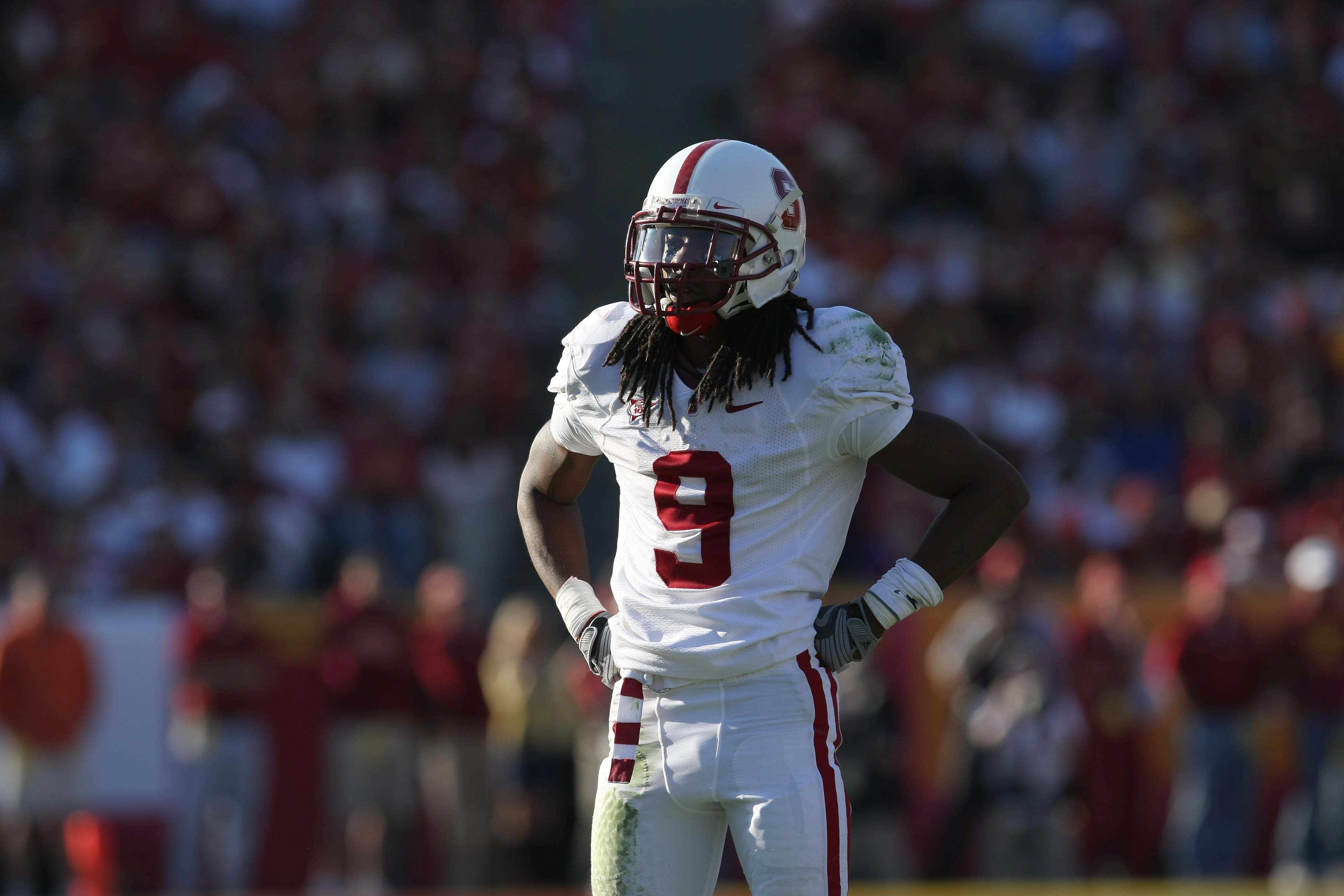 Cornerback Richard Sherman of the Stanford Cardinals during the 2009 season.   (Photo by Stephen Dunn/Getty Images)