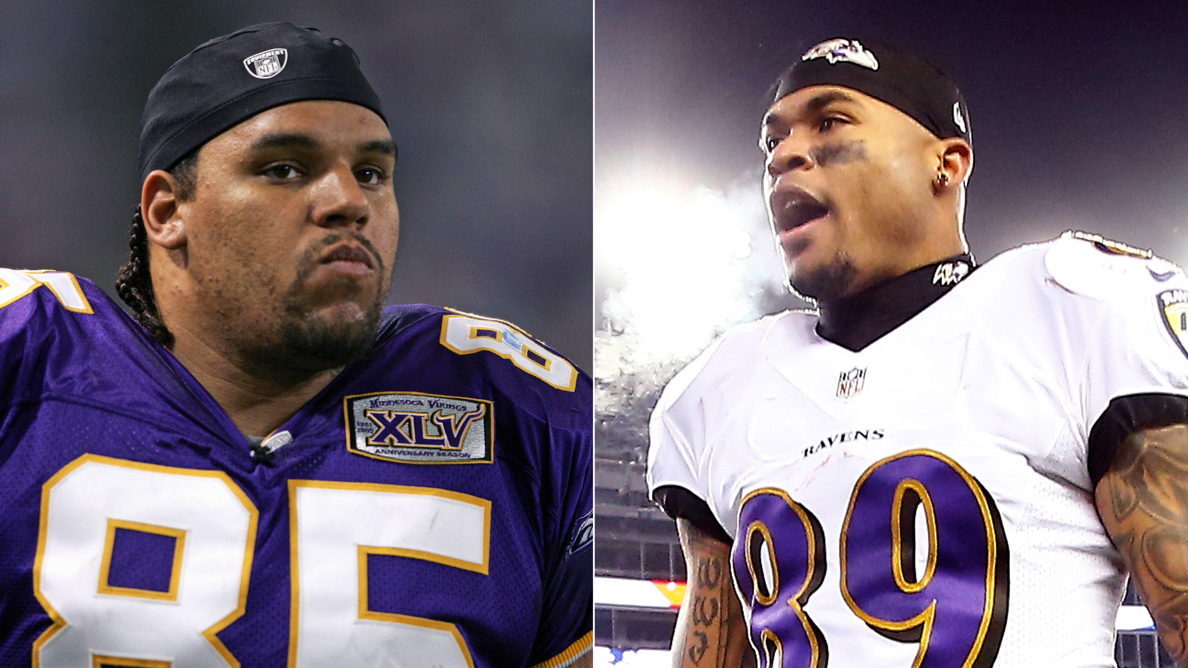 Jermaine Wiggins in November 2005, Steve Smith in January 2015 (Photos by Elsa Jared Wickerham/Getty Images)