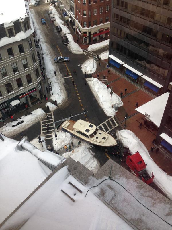 A view of the stuck Maggie Mae from above (Photo credit Kate Plourd)
