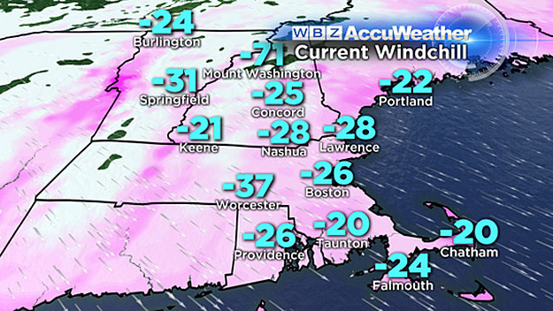 The wind chill at 5 a.m. Monday. (WBZ-TV graphic)
