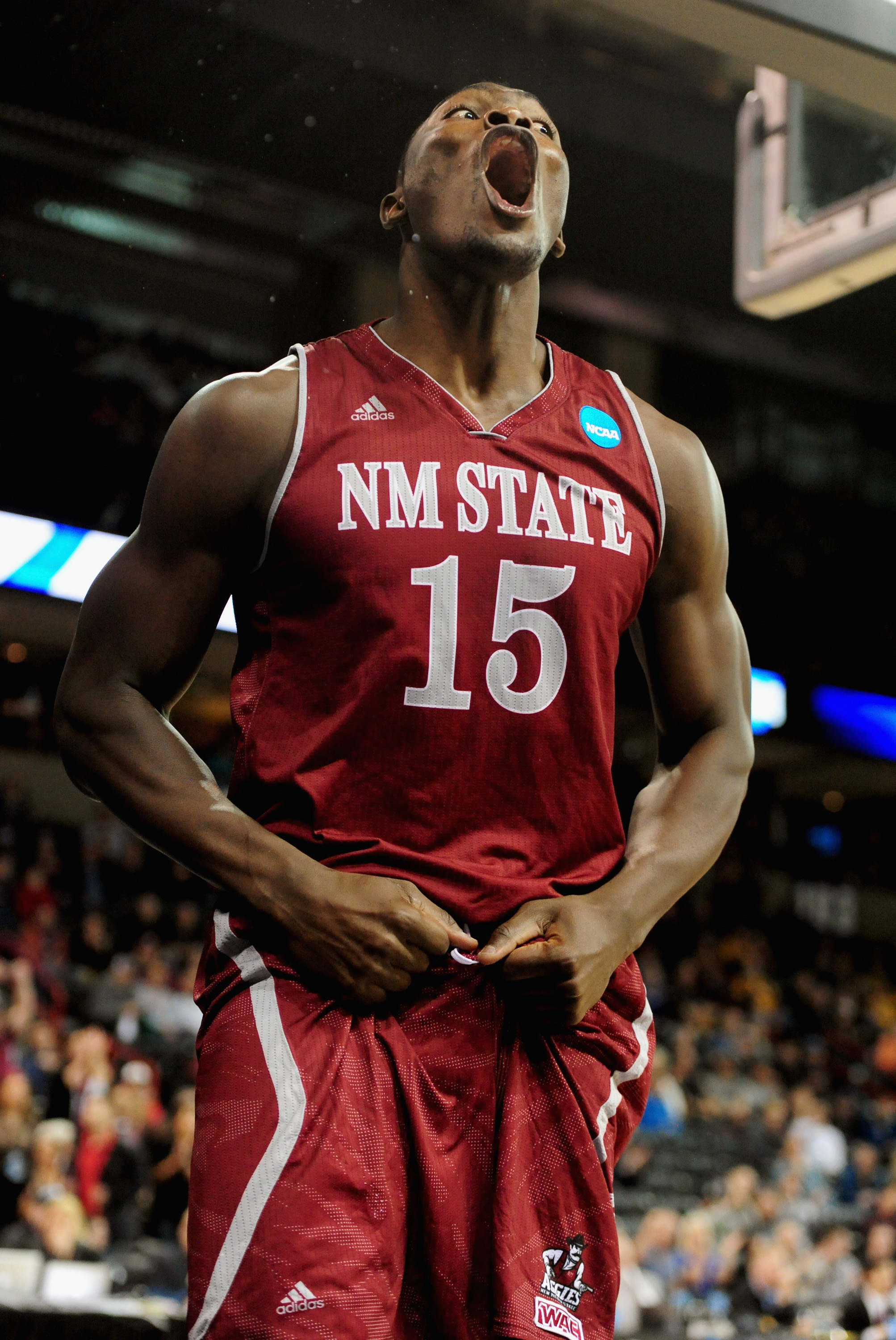 Tshilidzi Nephawe #15 of the New Mexico State Aggies.  (Photo by Steve Dykes/Getty Images)