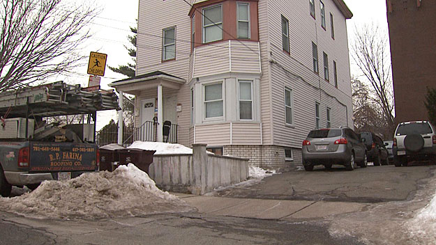 The woman was found on this Appleton Street driveway. (WBZ-TV)