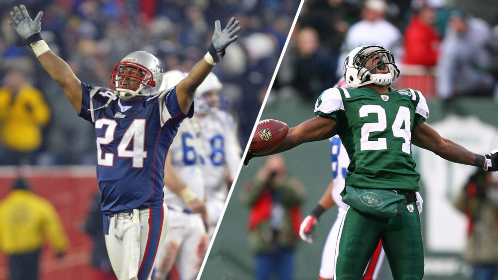 Darrelle Revis and Ty Law (Photos by Al Bello/Ezra Shaw/Getty Images)