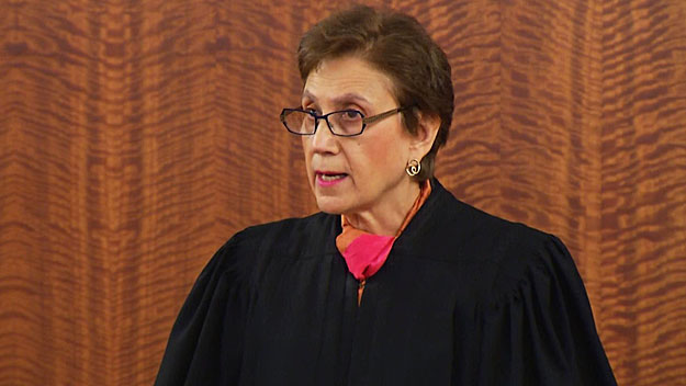 Superior Court Judge Susan Garsh addresses media, April 9, 2015. (WBZ-TV)
