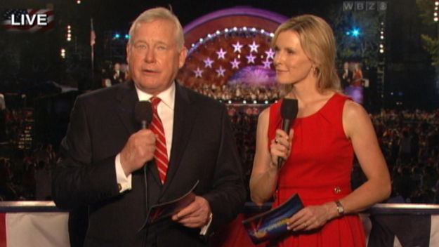 Jack Williams and Lisa Hughes during 4th of July coverage. (WBZ-TV)