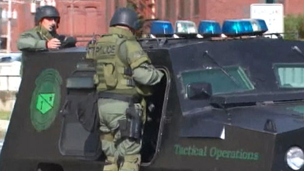A Lawrence police tactical response unit. (WBZ-TV)