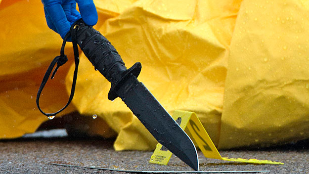The knife Boston Police say Rahim pulled on officers before he was shot. (Image credit: CBS News)