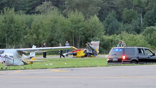 A small plane crash occurred at Minute Man Air Field in Stow on Saturday. (Courtesy Photo: Tom and Marilyn Zavorski)