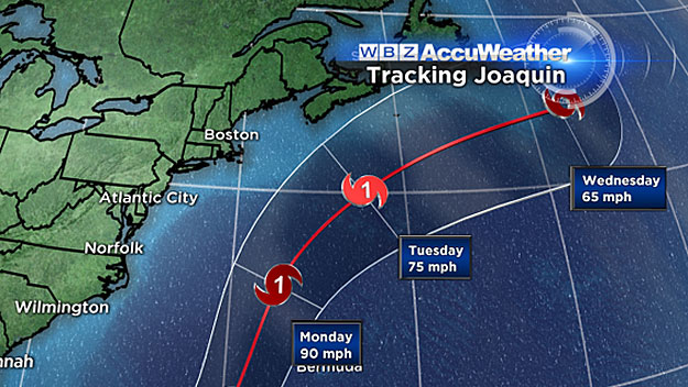 The projected track as of 11 a.m. Friday. (WBZ-TV graphic)