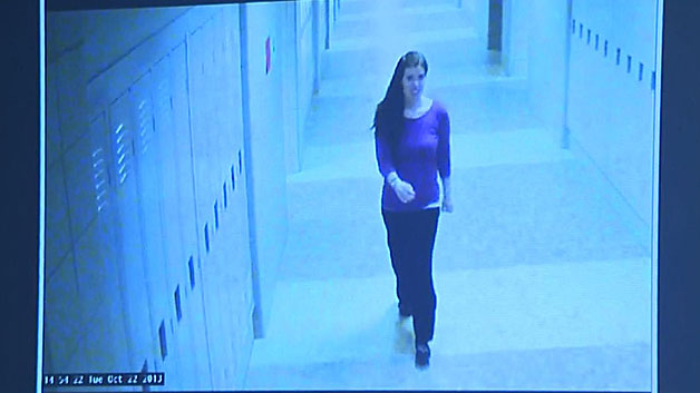 Colleen Ritzer seen on surveillance video shortly before she was killed. (WBZ-TV)