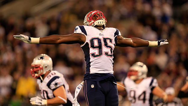 Chandler Jones celebrates in Baltimore. (Photo by Rob Carr/Getty Images)