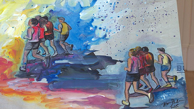 One of Hope Phelan's Boston Marathon-inspired paintings. (WBZ-TV)