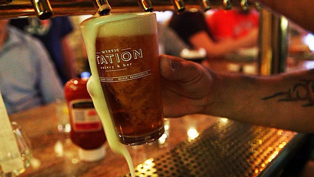 Mystic Station specializes in craft beers. (WBZ-TV)
