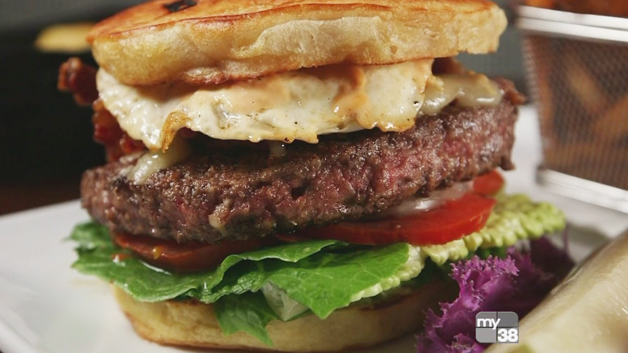 Bistro 781's burger on a branded English muffin (Image: Phantom Gourmet)