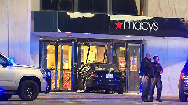 DaRosa crashed this Honda Accord into the Macy's entrance at the Silver City Galleria mall. (WBZ-TV)