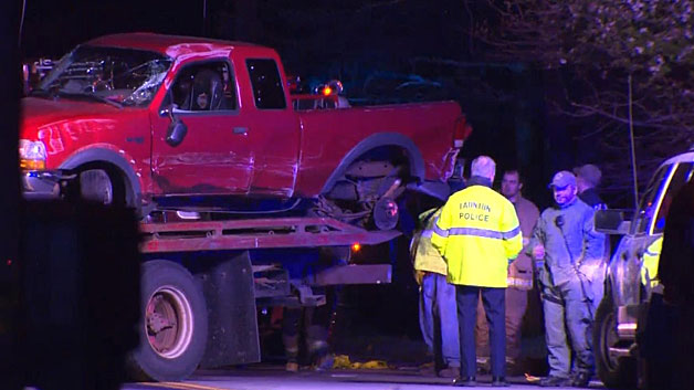 DaRosa crashed into this Ford Ranger pickup on Myricks Street. (WBZ-TV)