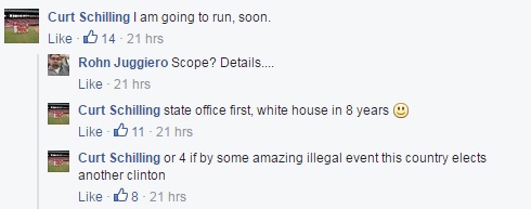 Curt Schilling's comments on a potential run for office (Screengrab from Facebook)