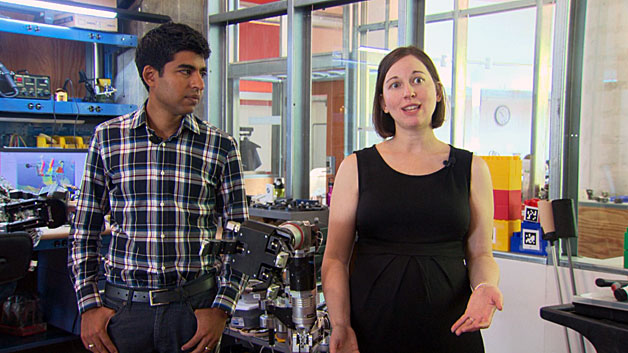 Obstetrician Dr. Neel Shah and MIT's Julie Shah. (WBZ-TV)