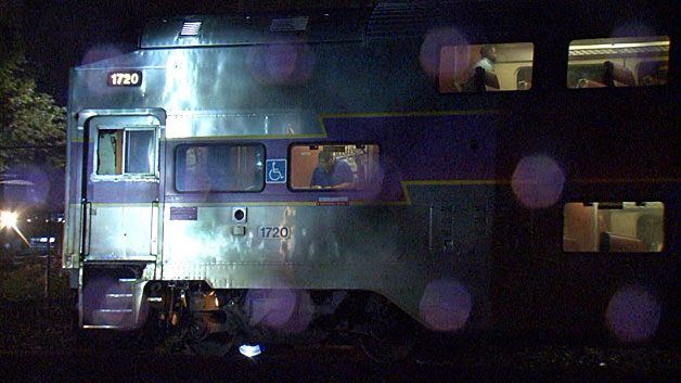 The MBTA commuter rail train was stopped for 3 hours for the death investigation in Allston Wednesday morning. (WBZ-TV)