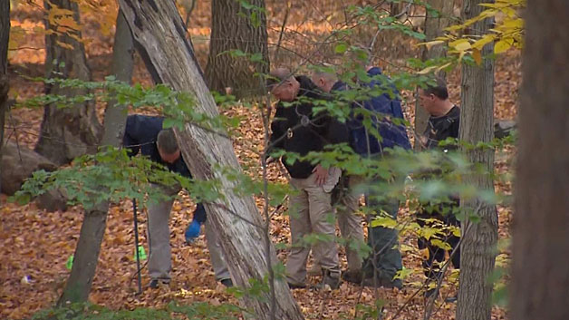 Police are investigating a man found shot in Easton woods. (WBZ-TV)