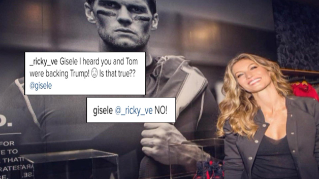 In an Instagram comment, Gisele Bündchen told a fan she and Tom Brady do not "back" Donald Trump. (WBZ Graphic)