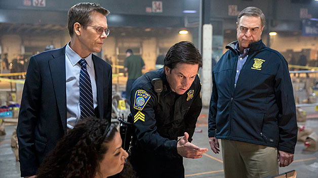 Kevin Bacon (FBI Special Agent Richard DesLauriers), Mark Wahlberg (Sgt. Tommy Saunders), and John Goodman (Ed Davis) in Patriots Day. (CBS Films)