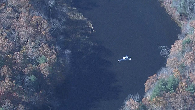 The plane went down off Track Road on Crowe Island Tuesday morning. (WBZ-TV)