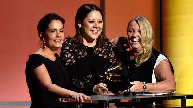  (L-R) Lori McKenna, Hillary Lindsey and Liz Rose accept the award for best country song for Girl Crush onstage during the GRAMMY Pre-Telecast at The 58th GRAMMY Awards at Microsoft Theater on February 15, 2016 in Los Angeles, California. (Photo by Kevork Djansezian/Getty Images)