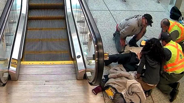 MBTA electricians perform CPR on man who collapsed at Government Center Station (Image from MBTA)