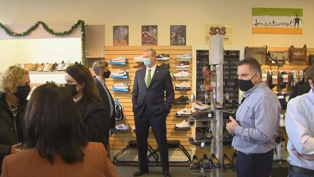 Gov. Charlie Baker Tours Small Businesses In Needham To Promote Shopping Local