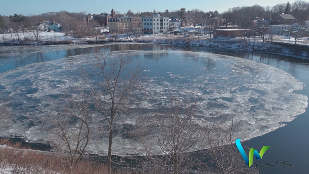 LOOK: Giant Ice Disc Returns To Maine River