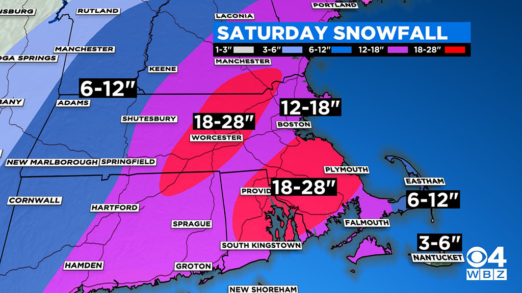 Nor'easter Likely To Bring More Than 2 Feet Of Snow, Blizzard Conditions  Saturday – CBS Boston